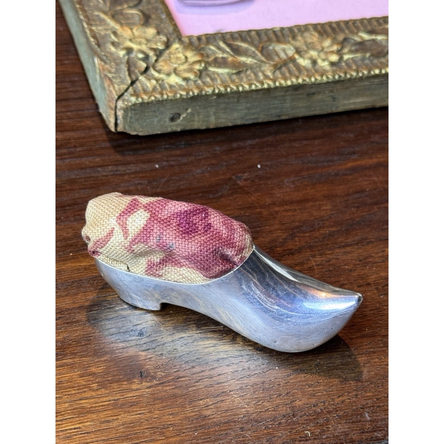 Vintage Sterling Silver Shoe Pin Cushion 3.5” Weighted Sewing Collectible