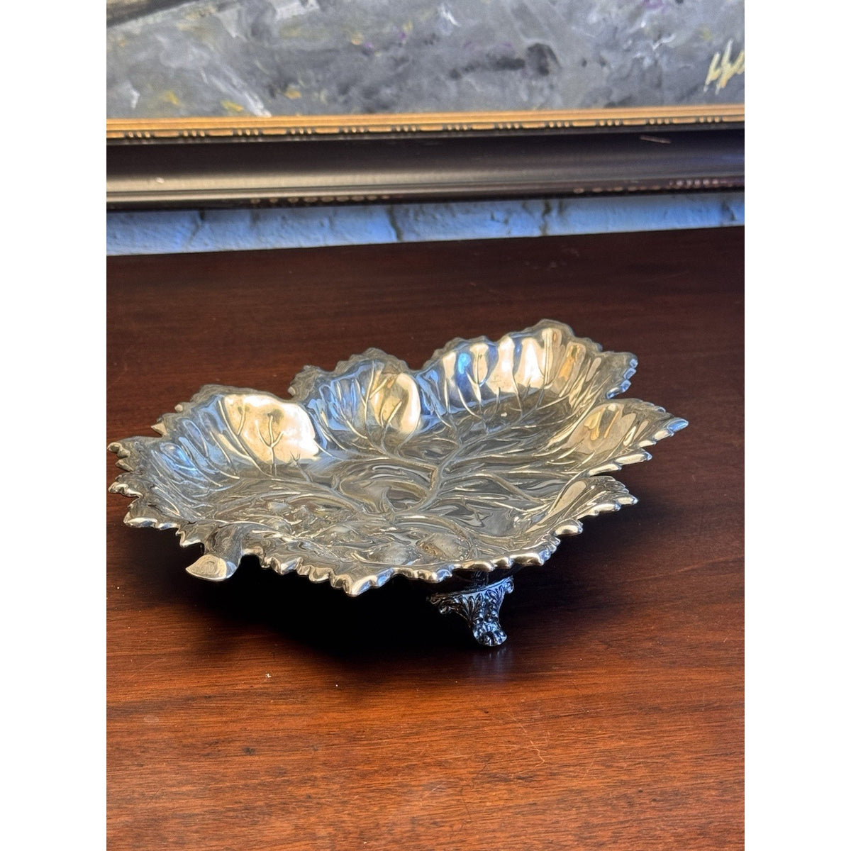Silverplate Strawberry Dish Crescent Serving Bowl Fruit Tableware Footed