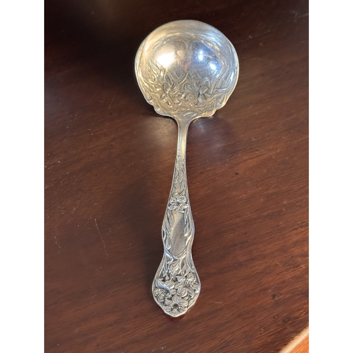Silverplate Ladle Stratford Silver Co Art Nouveau Floral Antique 7”