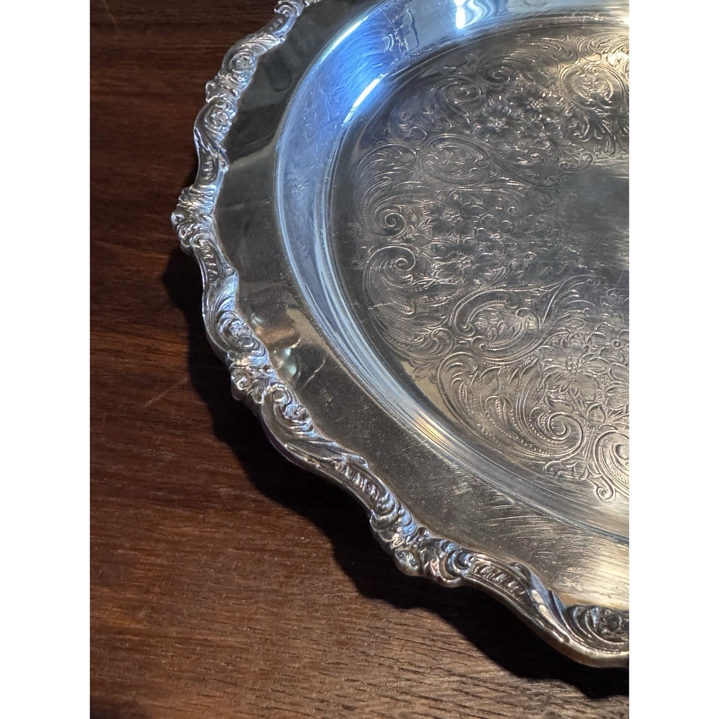 Silverplate Footed Round Serving Tray 11.75” Deep VINTAGE
