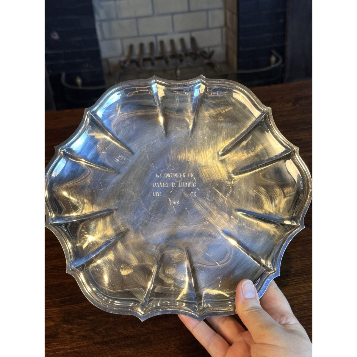 Silverplate Tray Chippendale Style Military Presentation 1968 10.5”