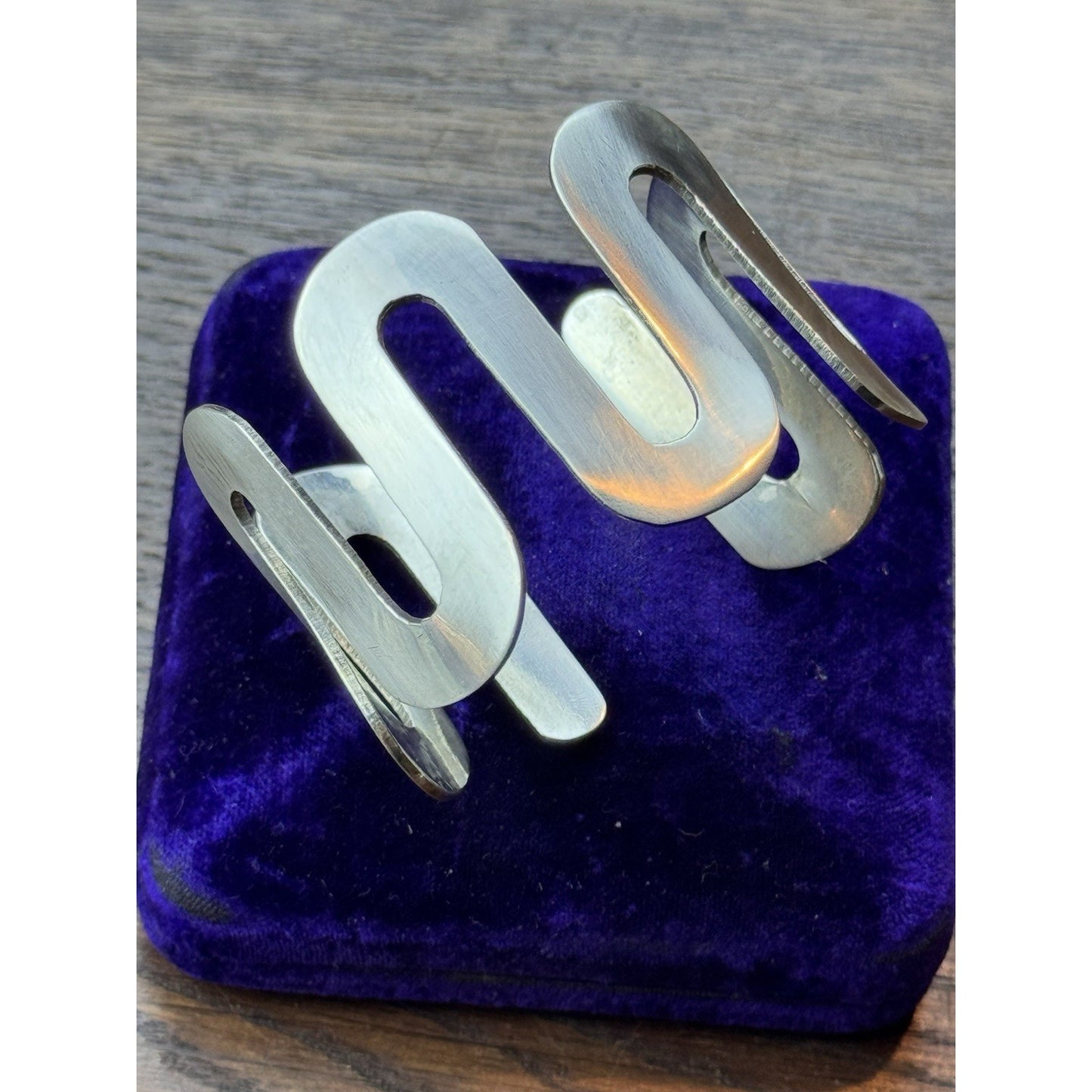 Charles Albert Cuff Bracelet Sterling Silver Modernist Sculptural 7” 57.9g