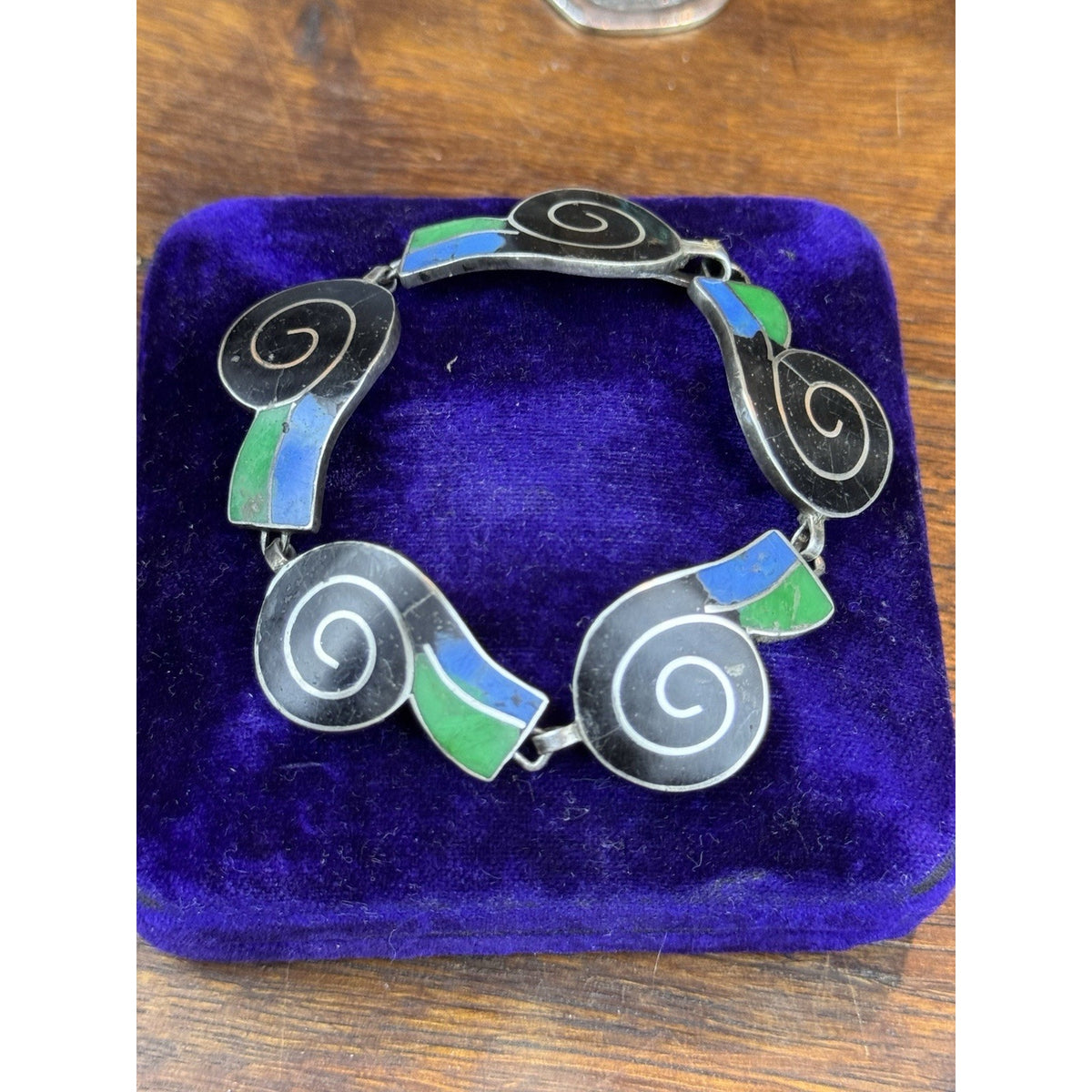 Sterling Silver Bracelet Mexico MSA Wave Link Modernist 7” VINTAGE