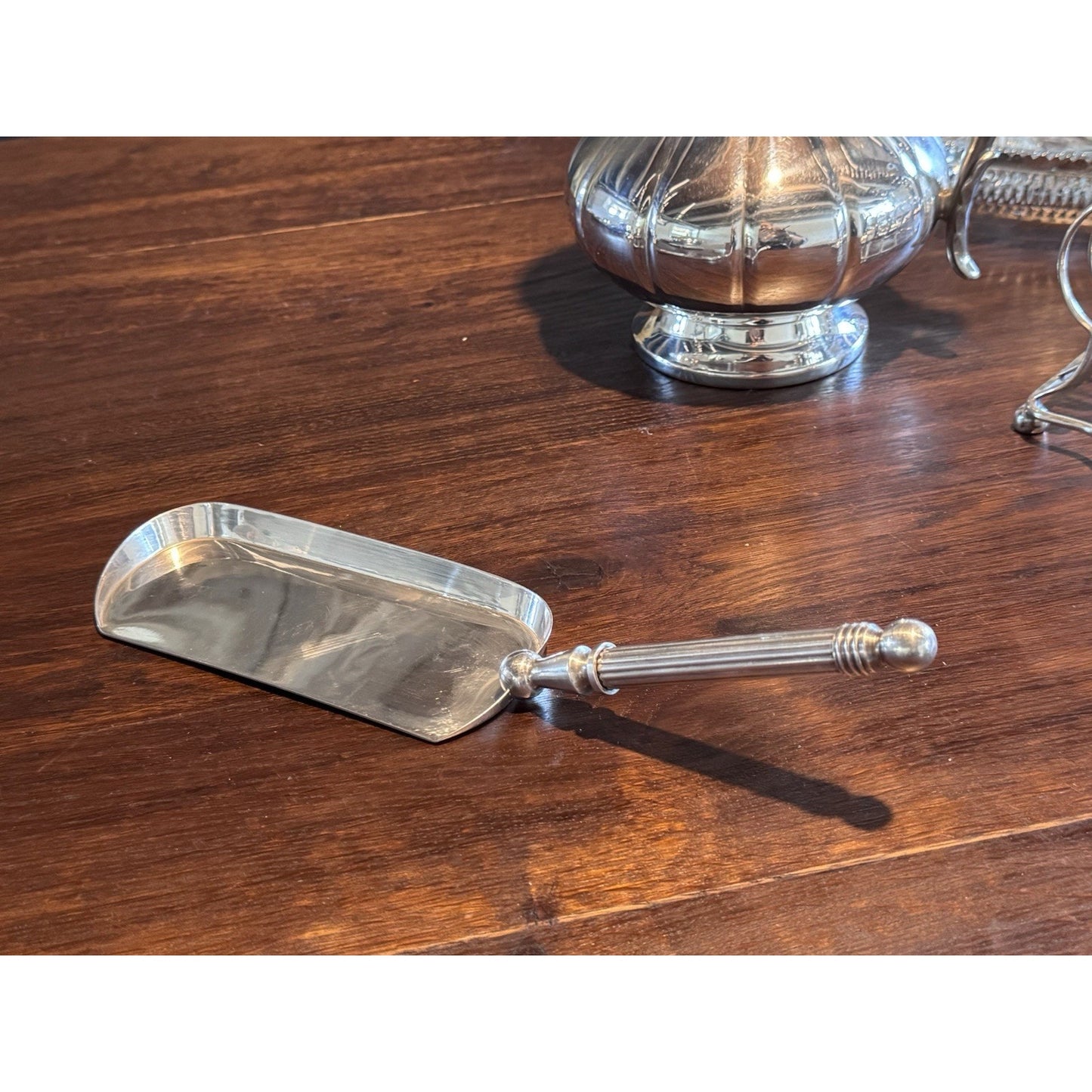 Silverplate Crumb Catcher Silent Butler Table Crumber Serving Scoop 12” Vintage
