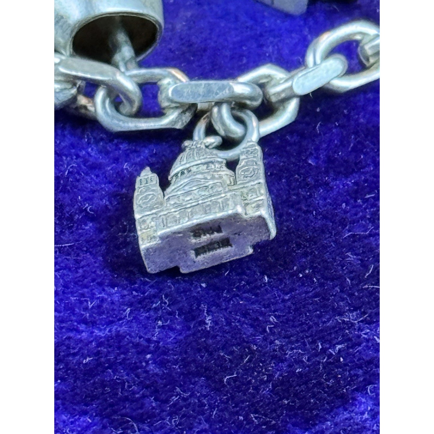 Vintage 800 Silver Charm Bracelet Geneva Swiss Travel Charms 6.25” Continental