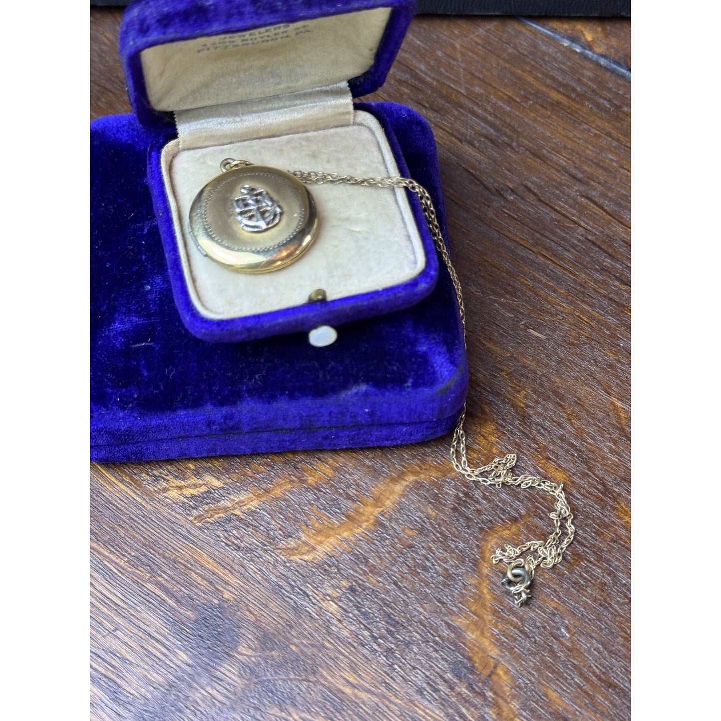 Vintage Gold Filled USN Anchor Locket Necklace 19” Chain Sweetheart Military