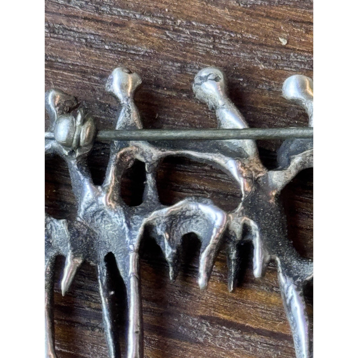 Aharon Bezalel Brooch Sterling Silver Brutalist Figural Mid Century Modern 2”