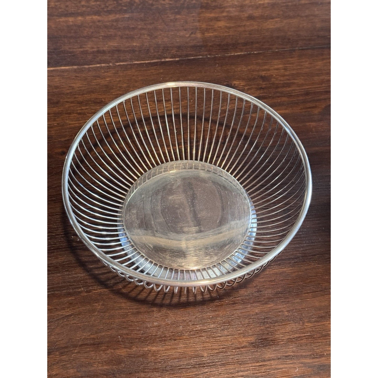 Gorham Silverplate Wire Bread Fruit Basket Round Pedestal Bowl Vintage 8”