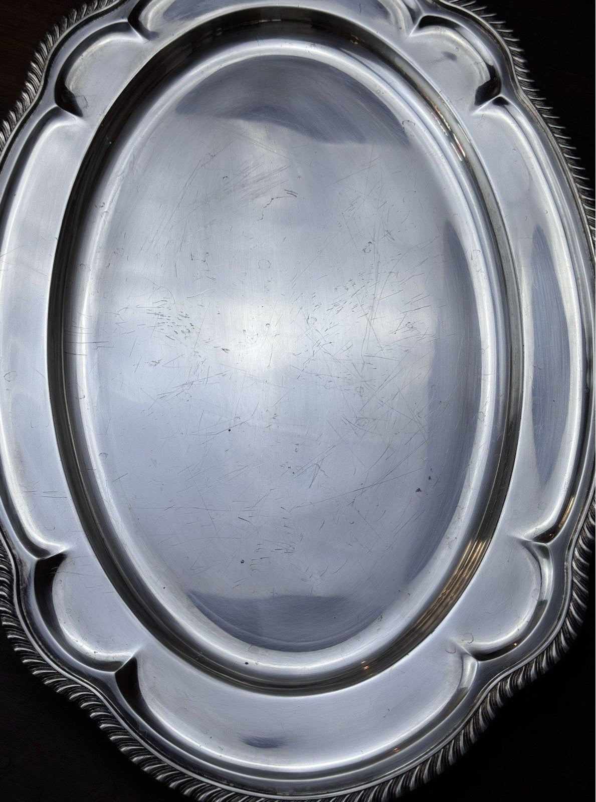 Silverplate Large Oval Serving Tray Rope Edge 18.25” x 13” GORHAM