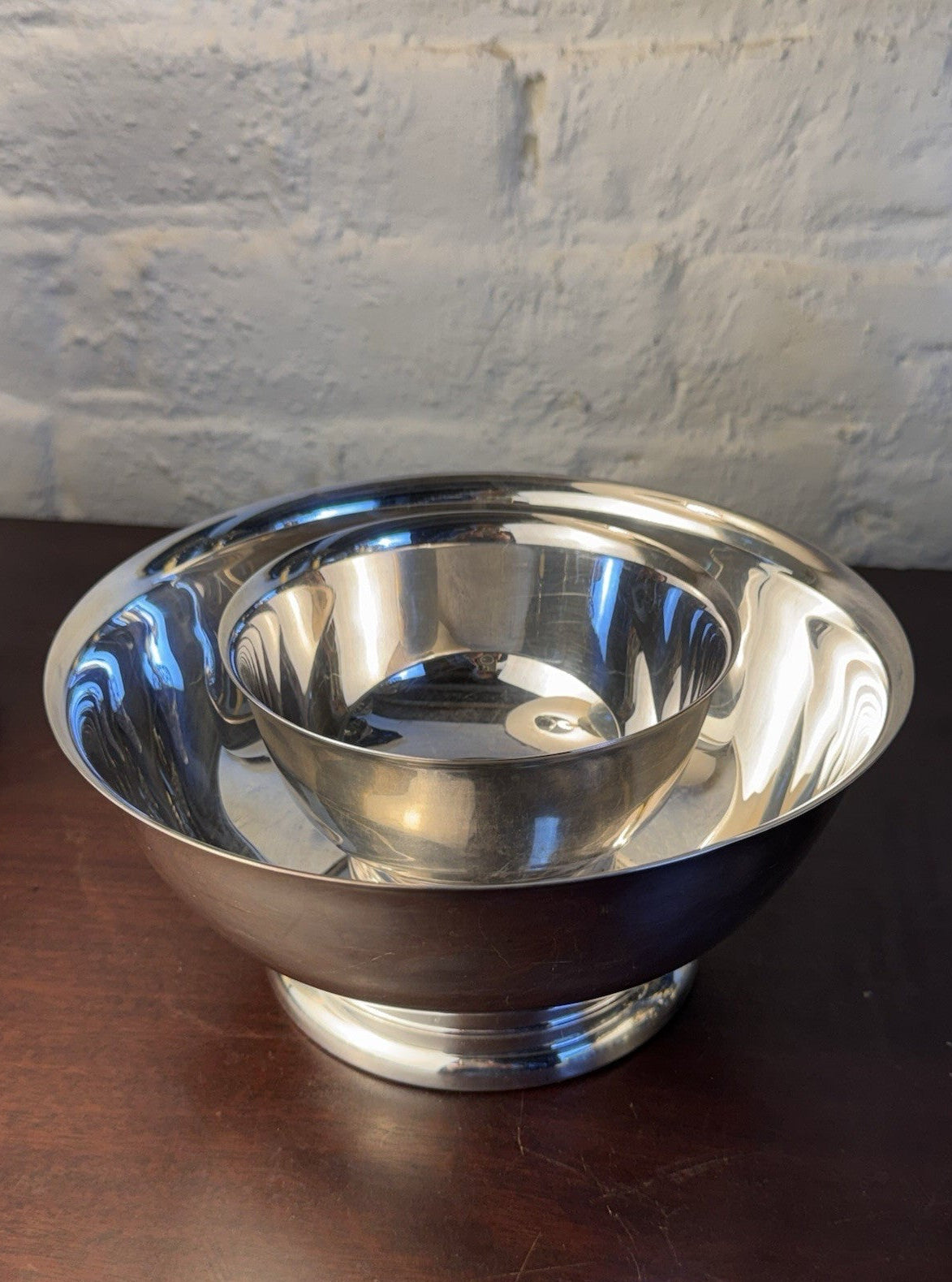 Vintage Revere Bowls Set 2 Silverplate Footed Serving Bowls 8” 5” Nesting