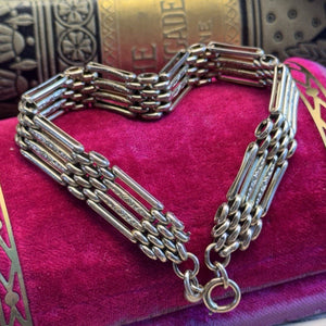 Vintage Gold Filled Gate Link Bracelet 7.5 Inches Engraved