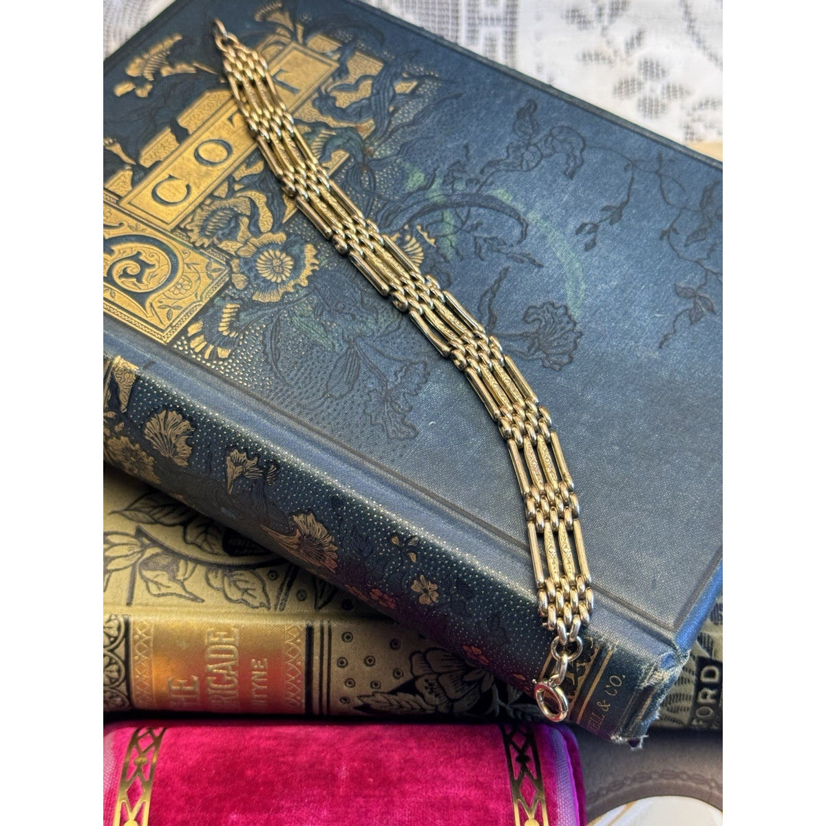 Vintage Gold Filled Gate Link Bracelet 7.5 Inches Engraved