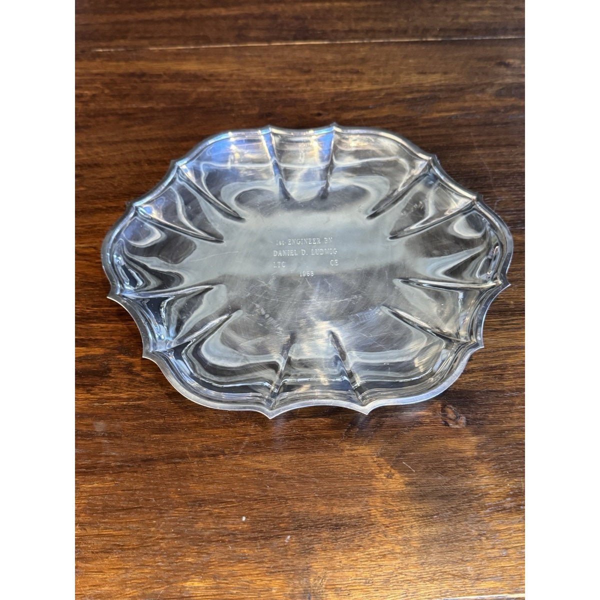 Silverplate Tray Chippendale Style Military Presentation 1968 10.5”