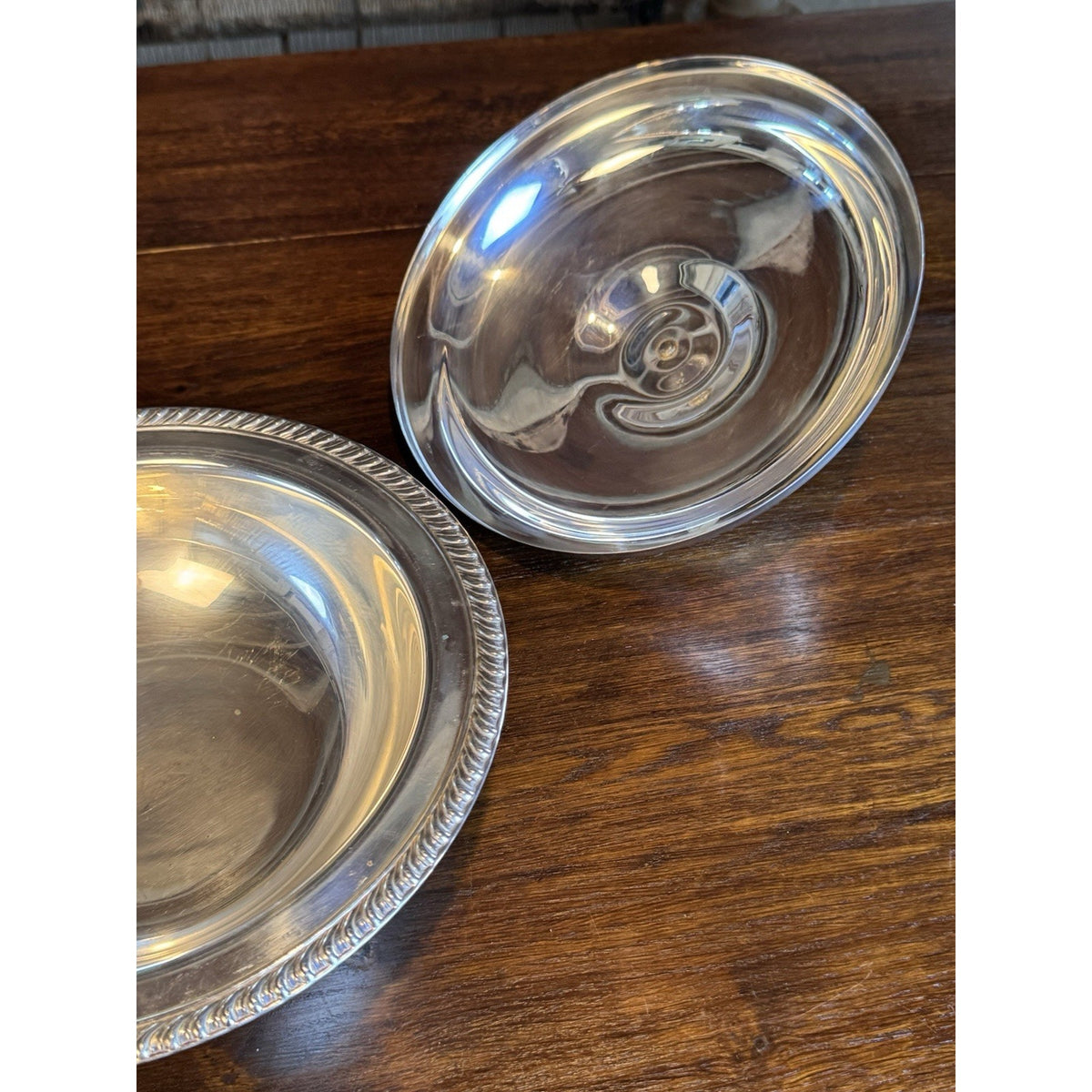 Vintage Silverplate Covered Vegetable Serving Dish Tureen Rope Edge 10.5”