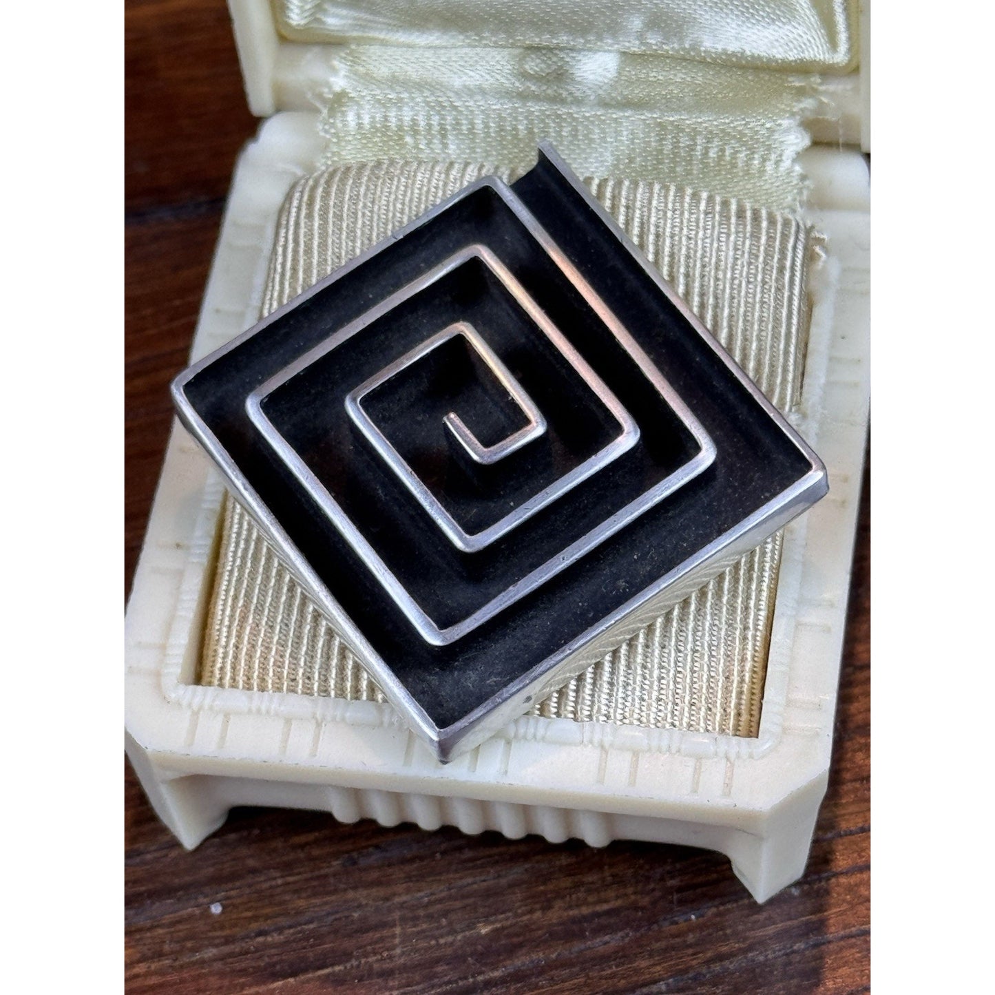 Vintage Sterling Silver Brooch Chavez Taxco Mexico Maze Modernist Eagle 3