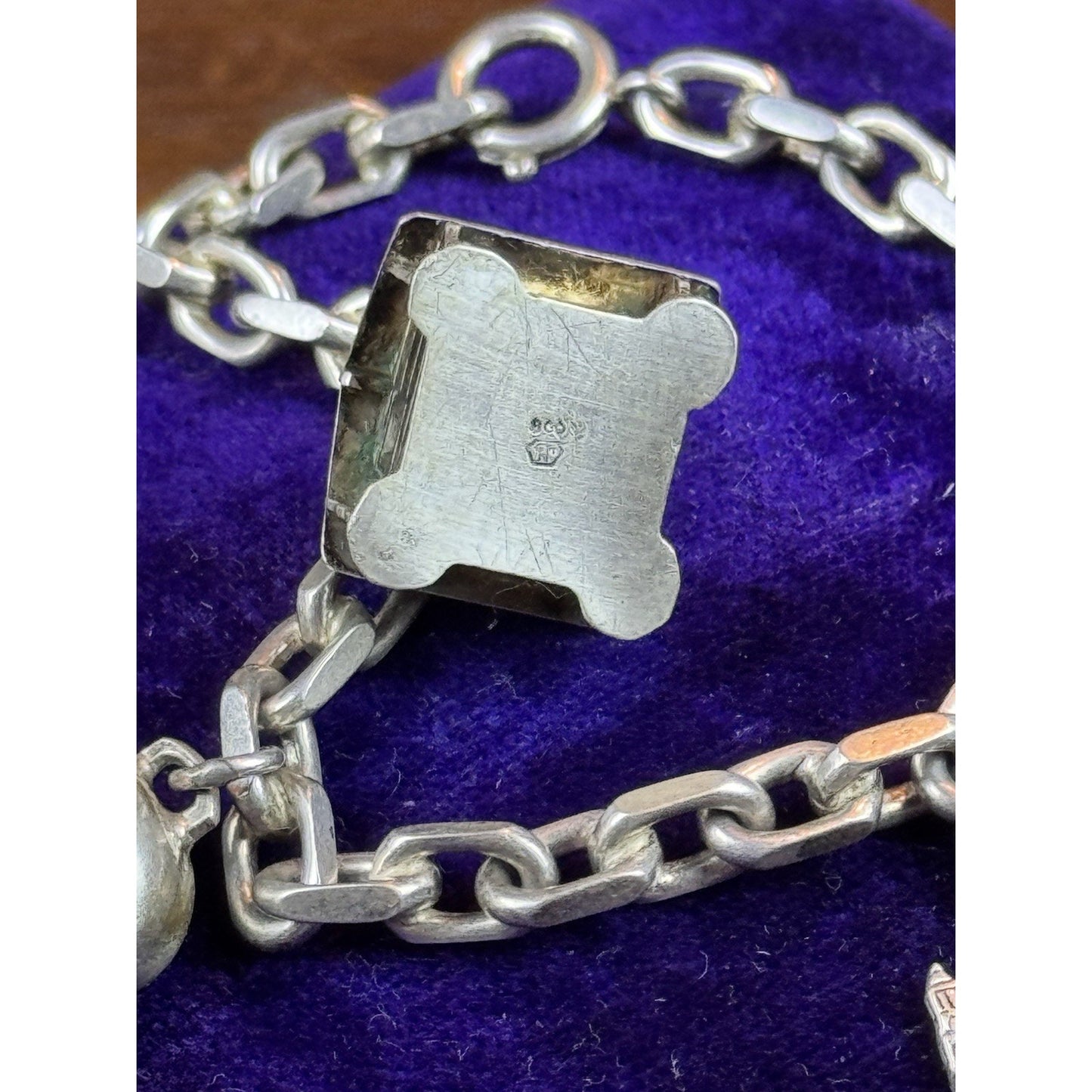 Vintage 800 Silver Charm Bracelet Geneva Swiss Travel Charms 6.25” Continental