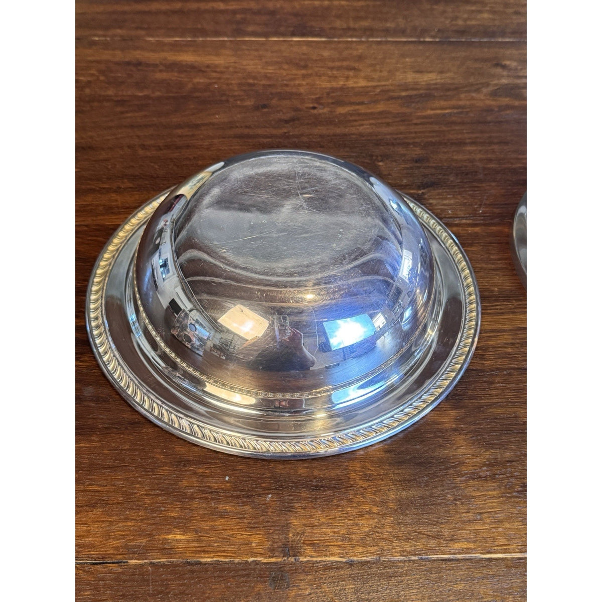 Vintage Silverplate Covered Vegetable Serving Dish Tureen Rope Edge 10.5”