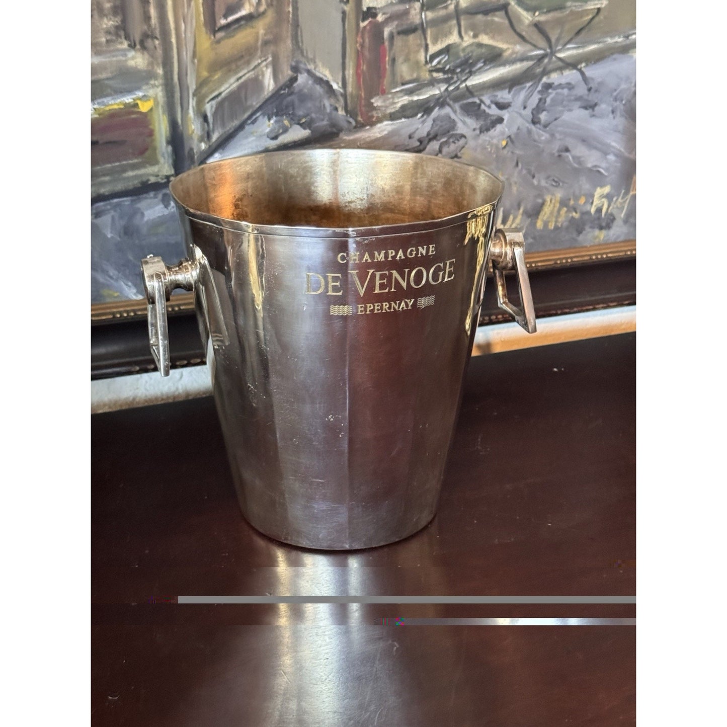 Silverplate Champagne Cooler De Venoge Epernay Ice Bucket 9” Wide 8” H