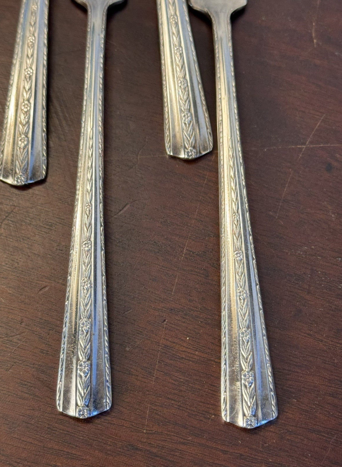 Vintage Cocktail Forks Set 6 Wallace Silverplate Floral Pattern
