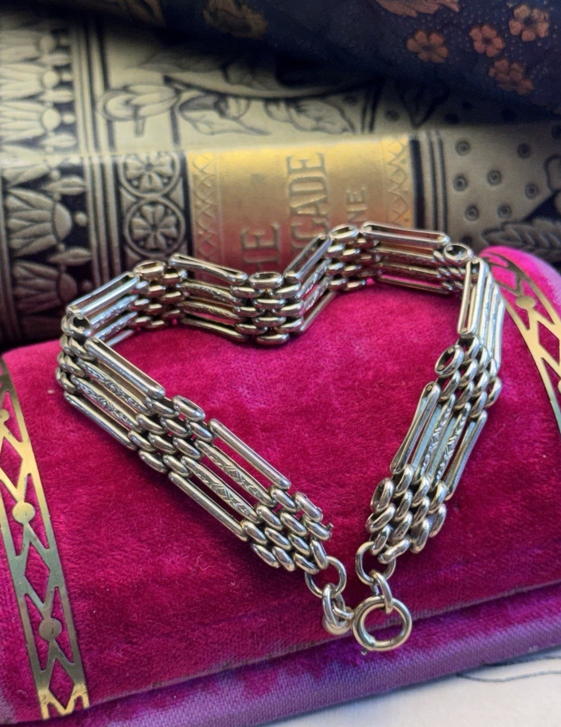 Vintage Gold Filled Gate Link Bracelet 7.5 Inches Engraved