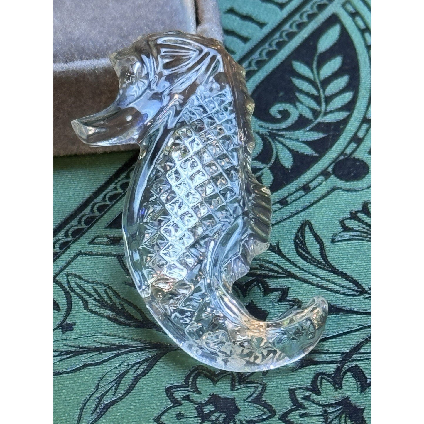 WATERFORD CRYSTAL SEAHORSE BROOCH PIN 1.75” In Original Box