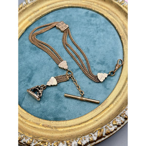 Antique Victorian Gold Filled Double Albert Pocket Watch Chain Fob PMG Mono
