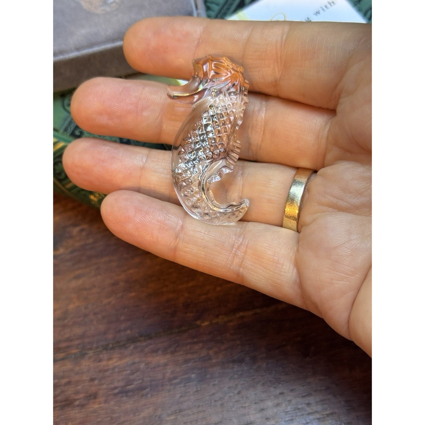 WATERFORD CRYSTAL SEAHORSE BROOCH PIN 1.75” In Original Box