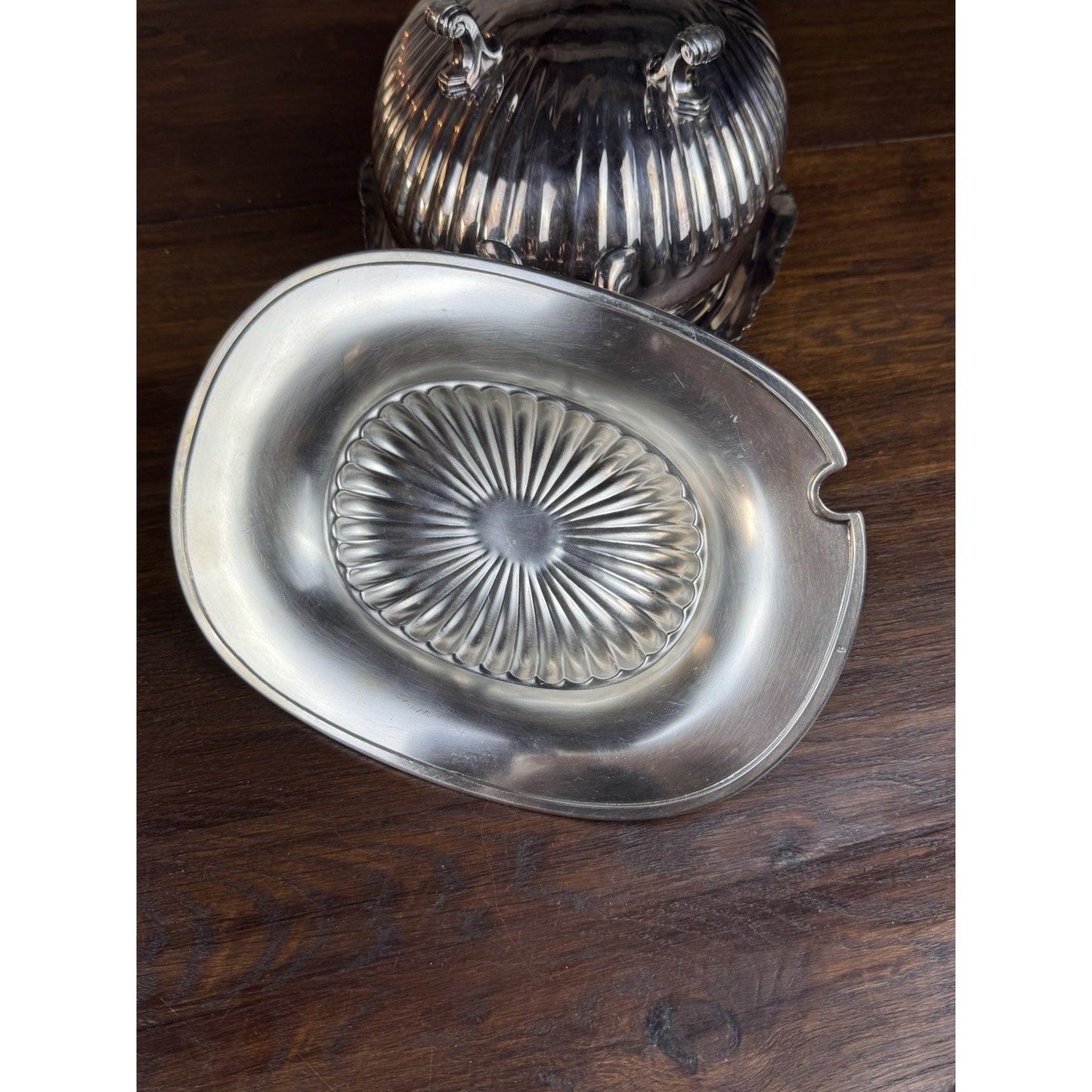 Reed & Barton Silverplate Oval Covered Tureen Serving Dish Ladle Opening 13”