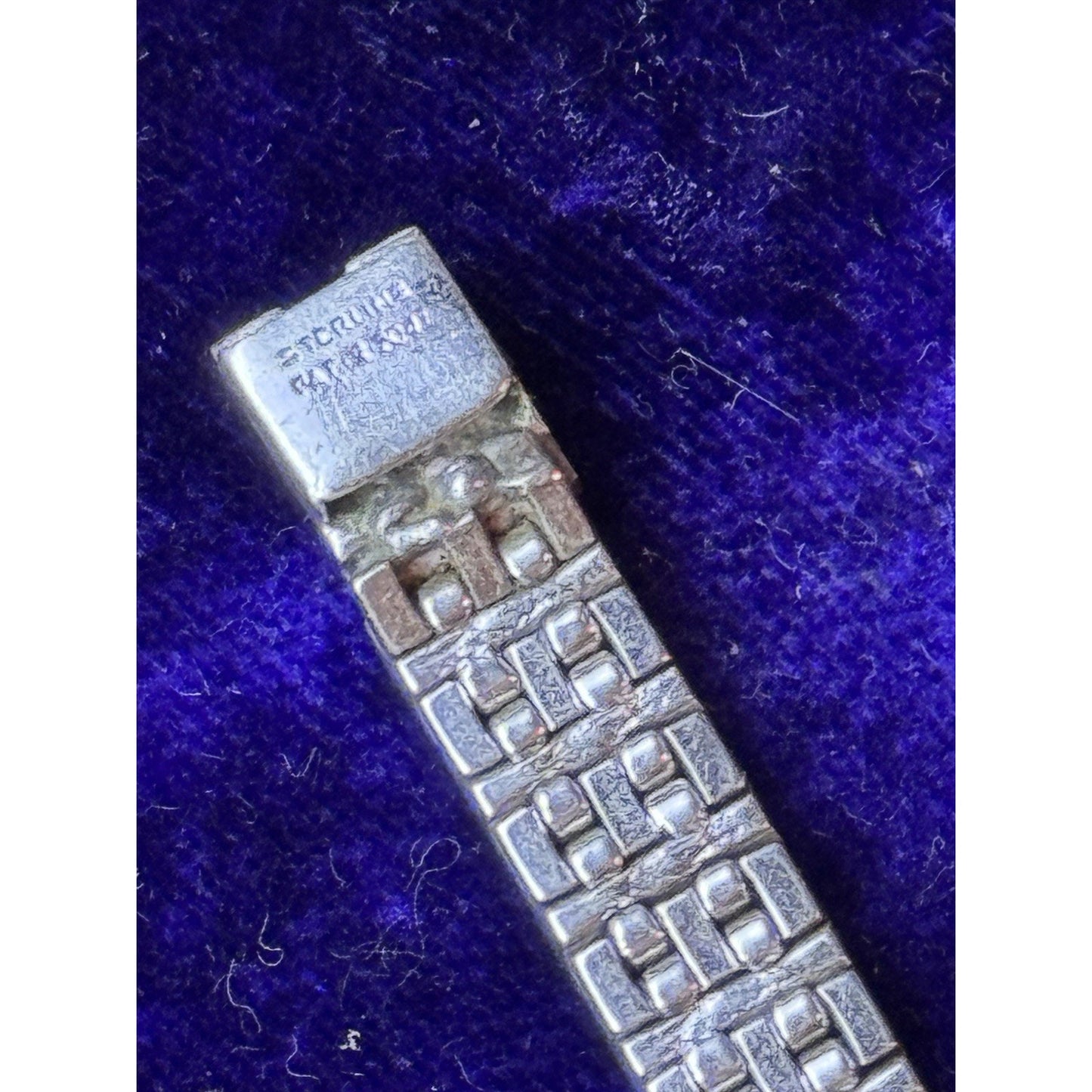 Antique Tennis Bracelet 1920s Sterling Silver Art Deco Rhinestone Patented 6”