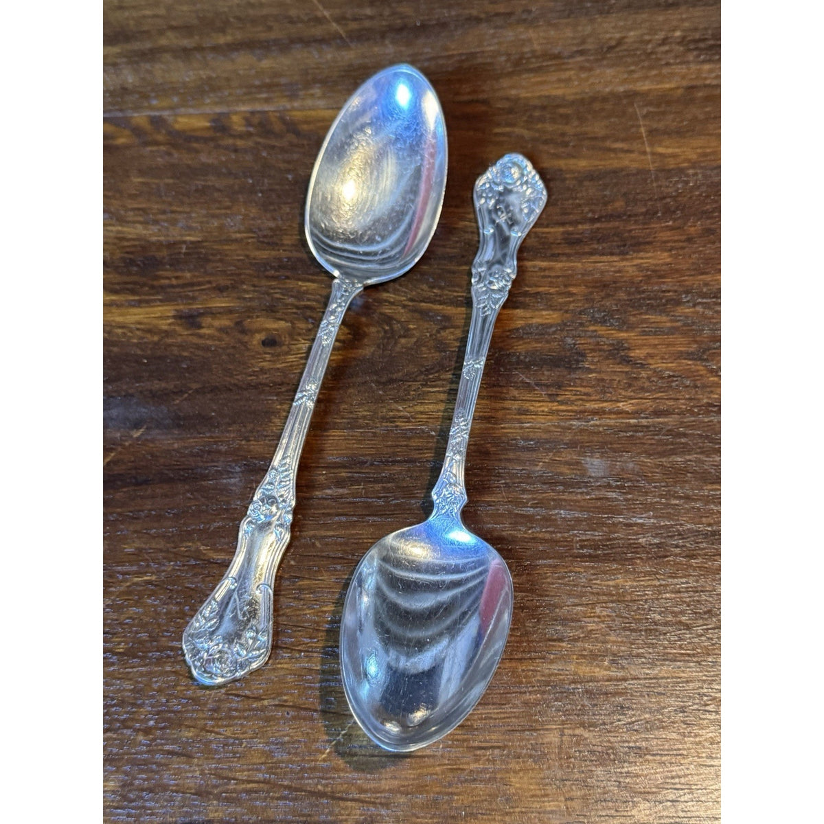 Silverplate Serving Spoons Rockford Silver Plate Co Rose Pair Monogram N 8”