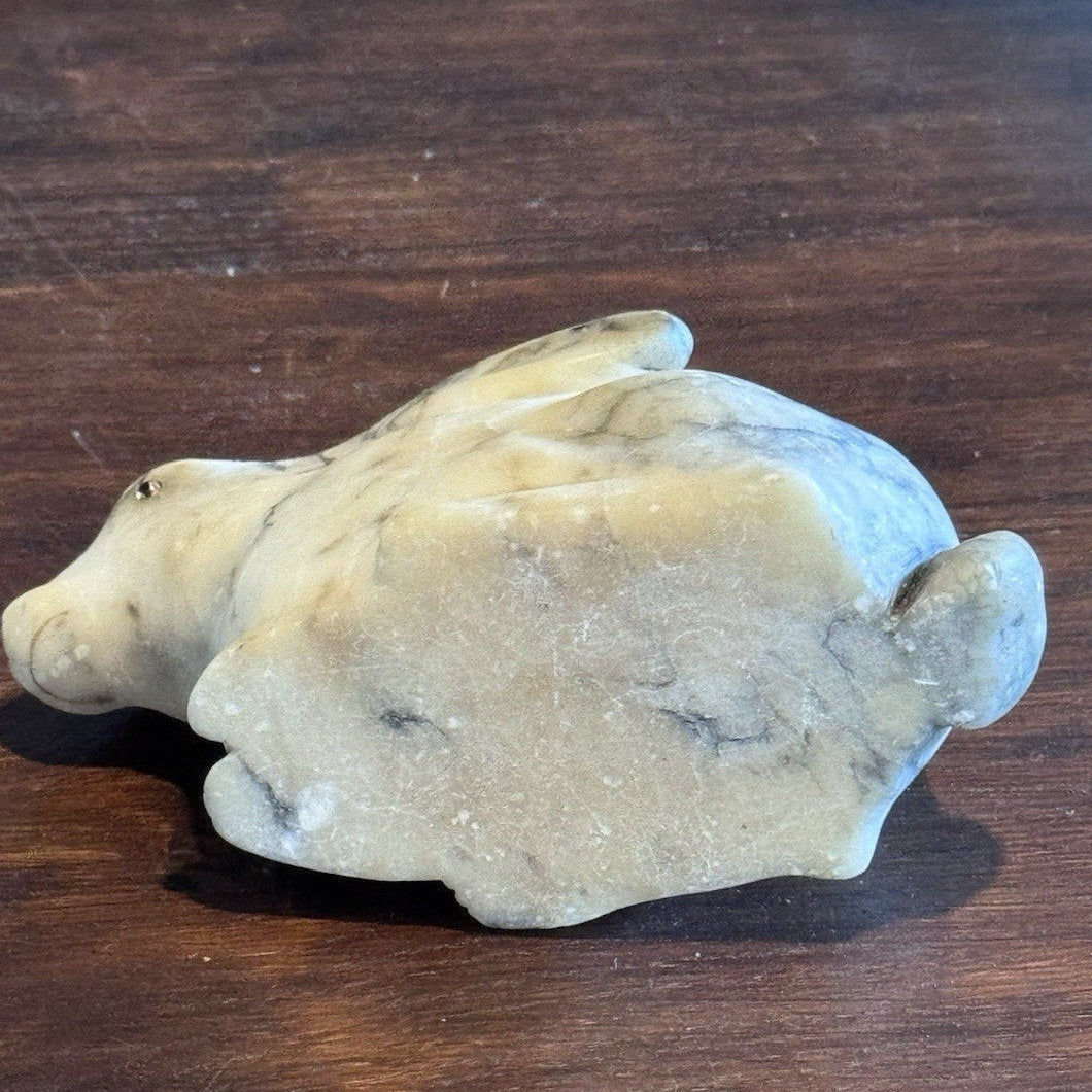 Alabaster Rabbit Figurine Hand Carved Marble Stone Bunny Sculpture 5.5”