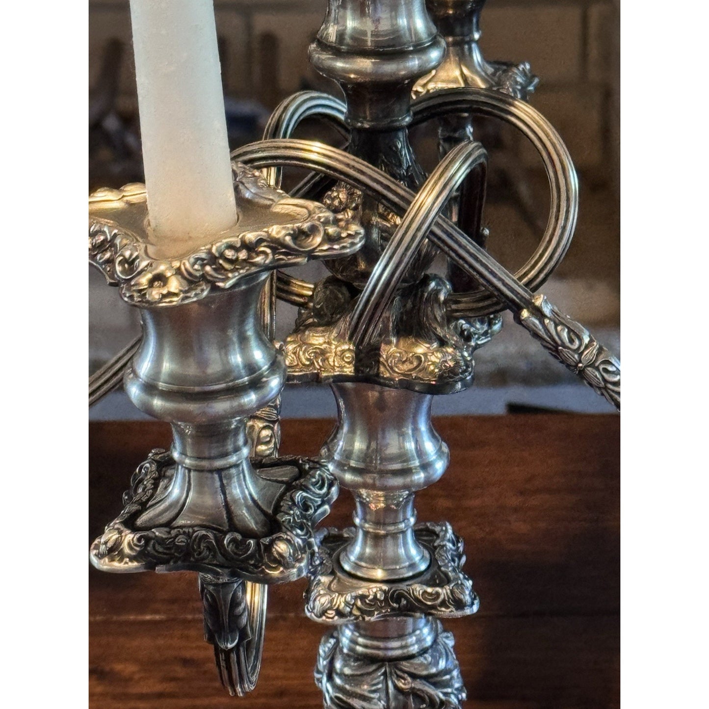 Webster Wilcox IS Silverplate 5 Light 4 WAYS Convertible Candelabra Pair 16.75”