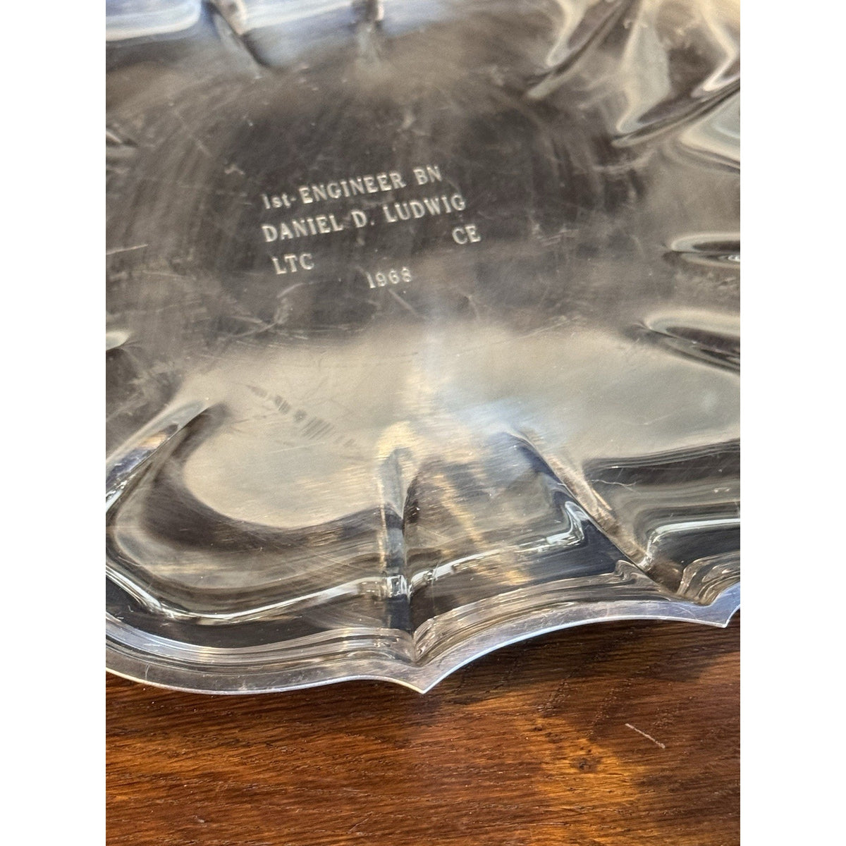 Silverplate Tray Chippendale Style Military Presentation 1968 10.5”