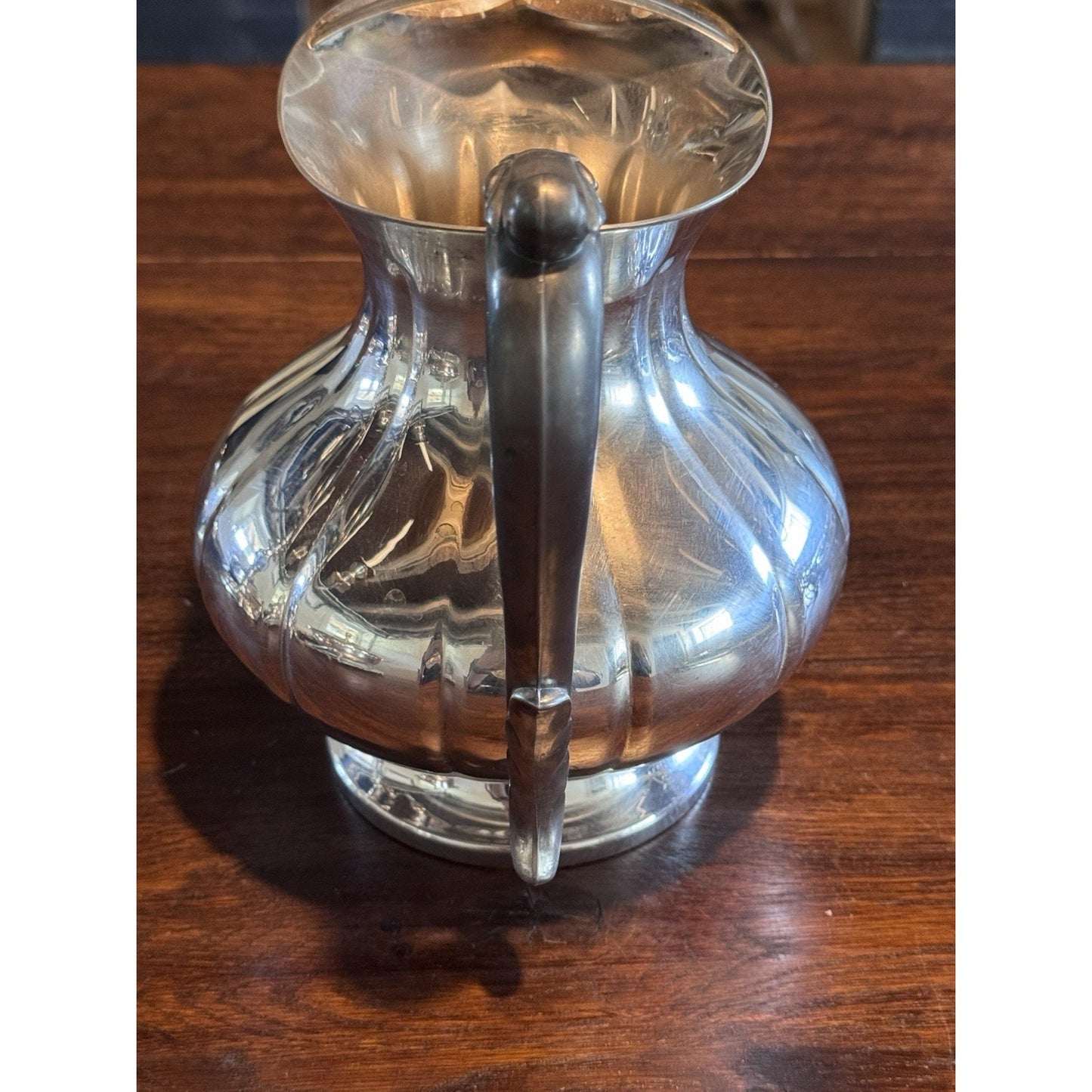 Silverplate Pitcher Ice Lip Chippendale Style Water Jug Barware 8” Vintage