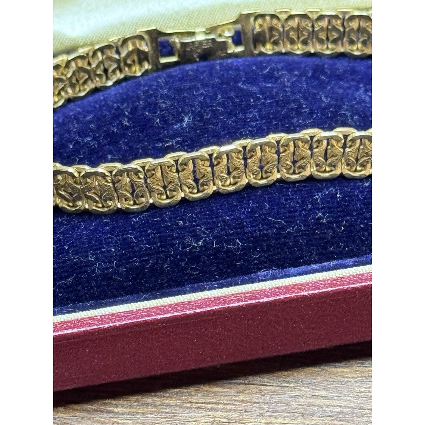 Vintage Napier Goldtone Link Bracelet 6.75” Wide Textured Designer Bracelet