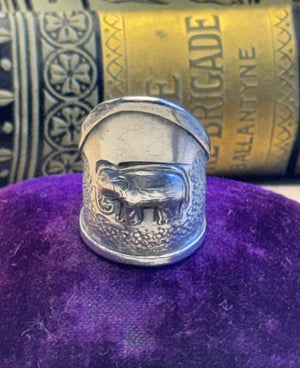 Silver Ring Thai Elephant Artisan Adjustable Size 6 Statement Wide Band 1.25”