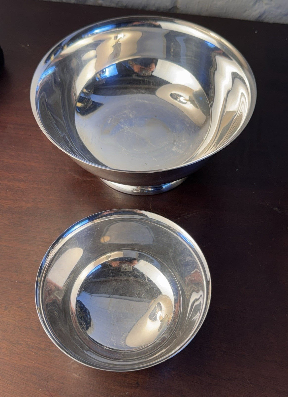 Vintage Revere Bowls Set 2 Silverplate Footed Serving Bowls 8” 5” Nesting
