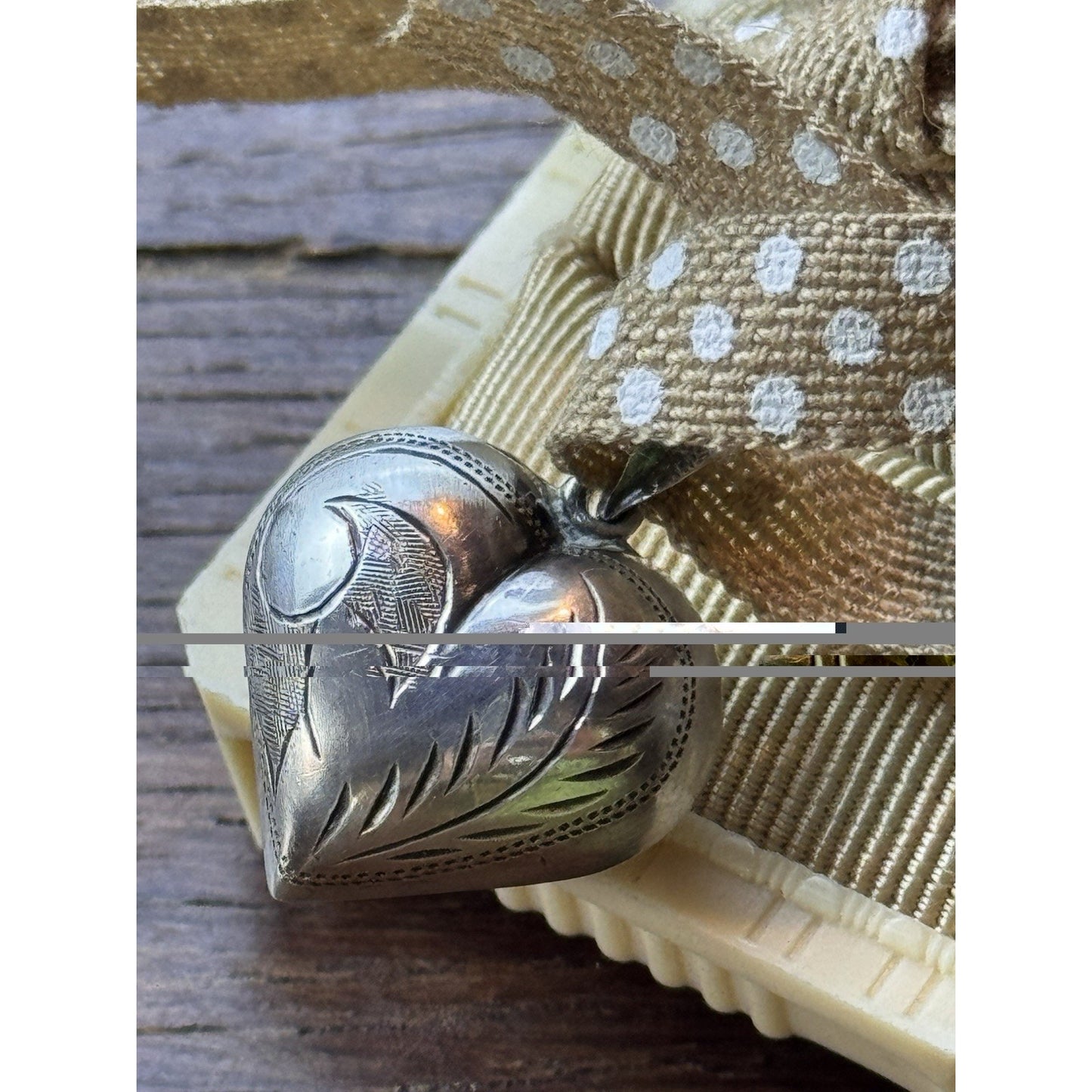 Sterling Silver Puffy Heart Pendant 1” Engraved 925 Vintage Love Token Charm