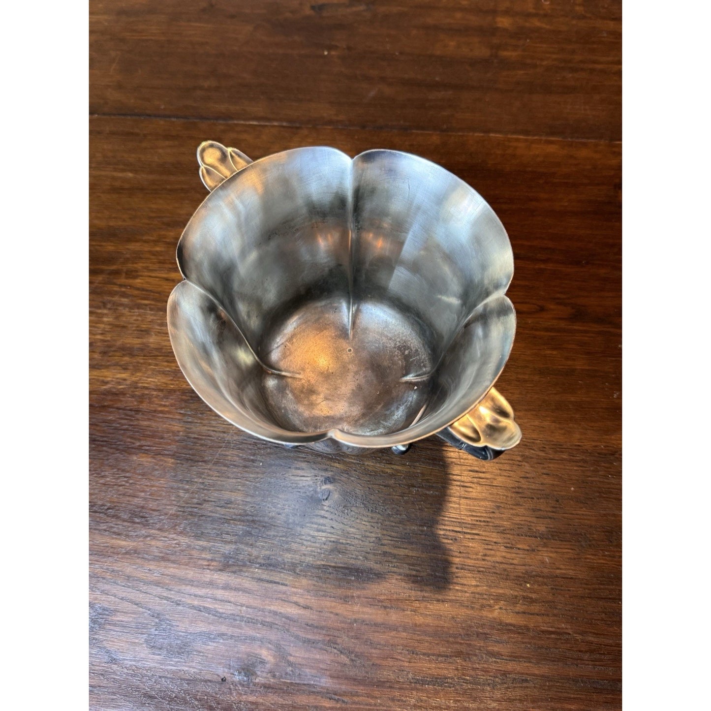 Vintage Silverplate Ice Bucket Footed Floral 8.25”