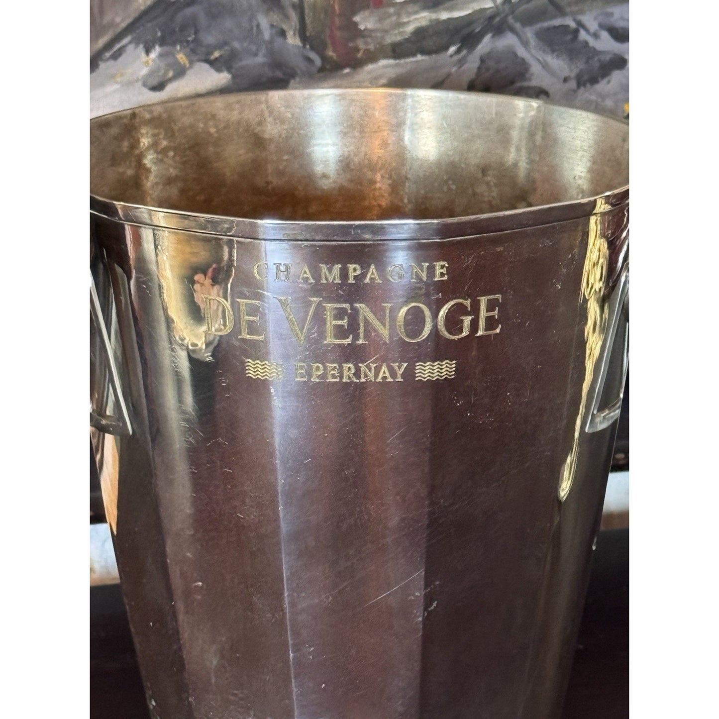 Silverplate Champagne Cooler De Venoge Epernay Ice Bucket 9” Wide 8” H