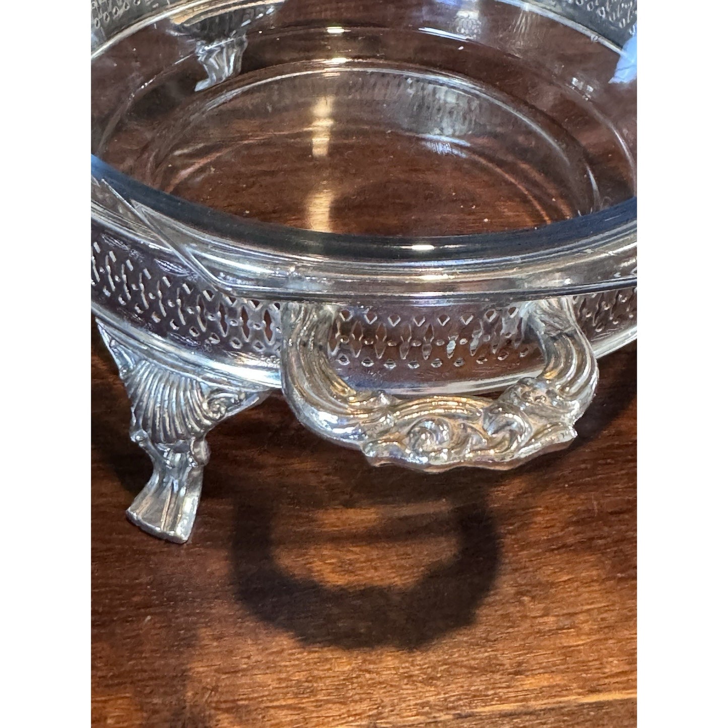 Silverplate Covered Serving Dish Marinex Glass Insert Footed