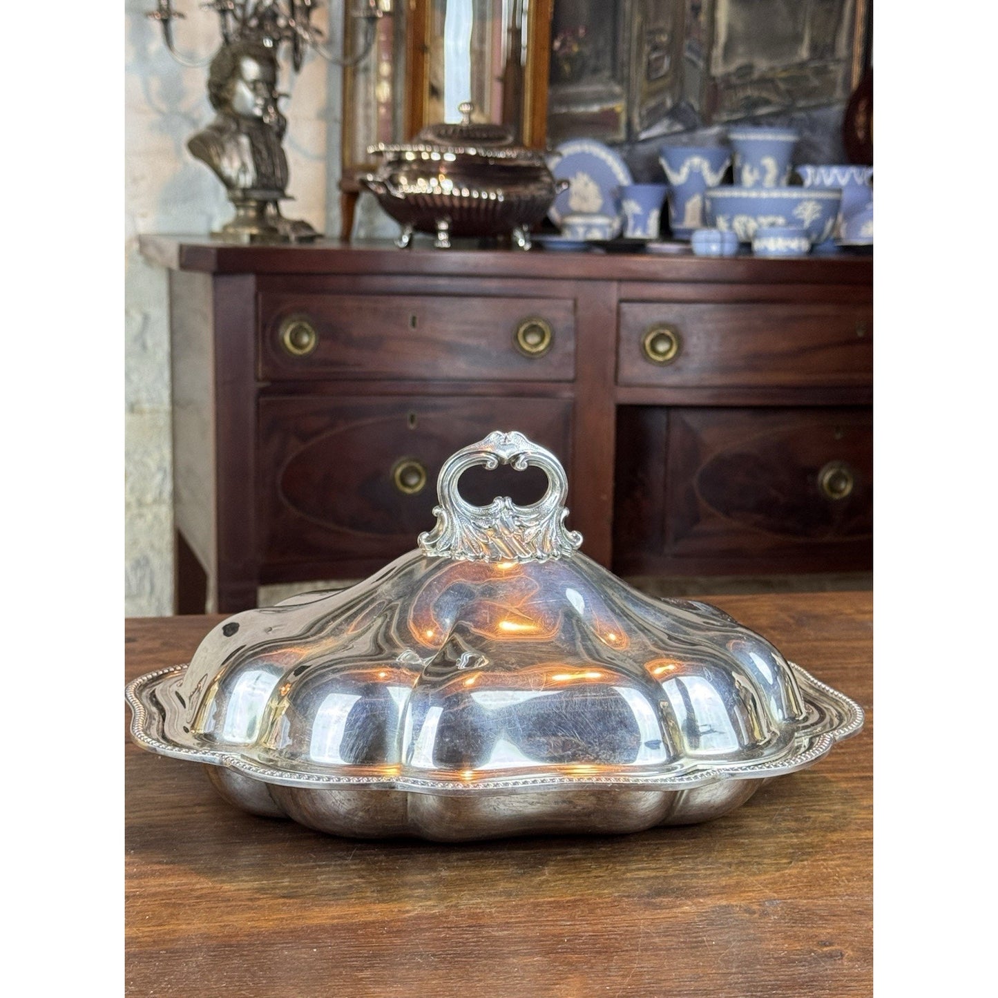 Vintage Silverplate English Style Covered Entrée Dish Chippendale 13”