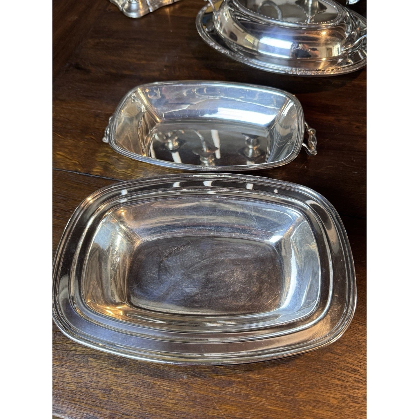Silverplate on Copper Covered Serving Dish – Excelsior – Monogram “S”