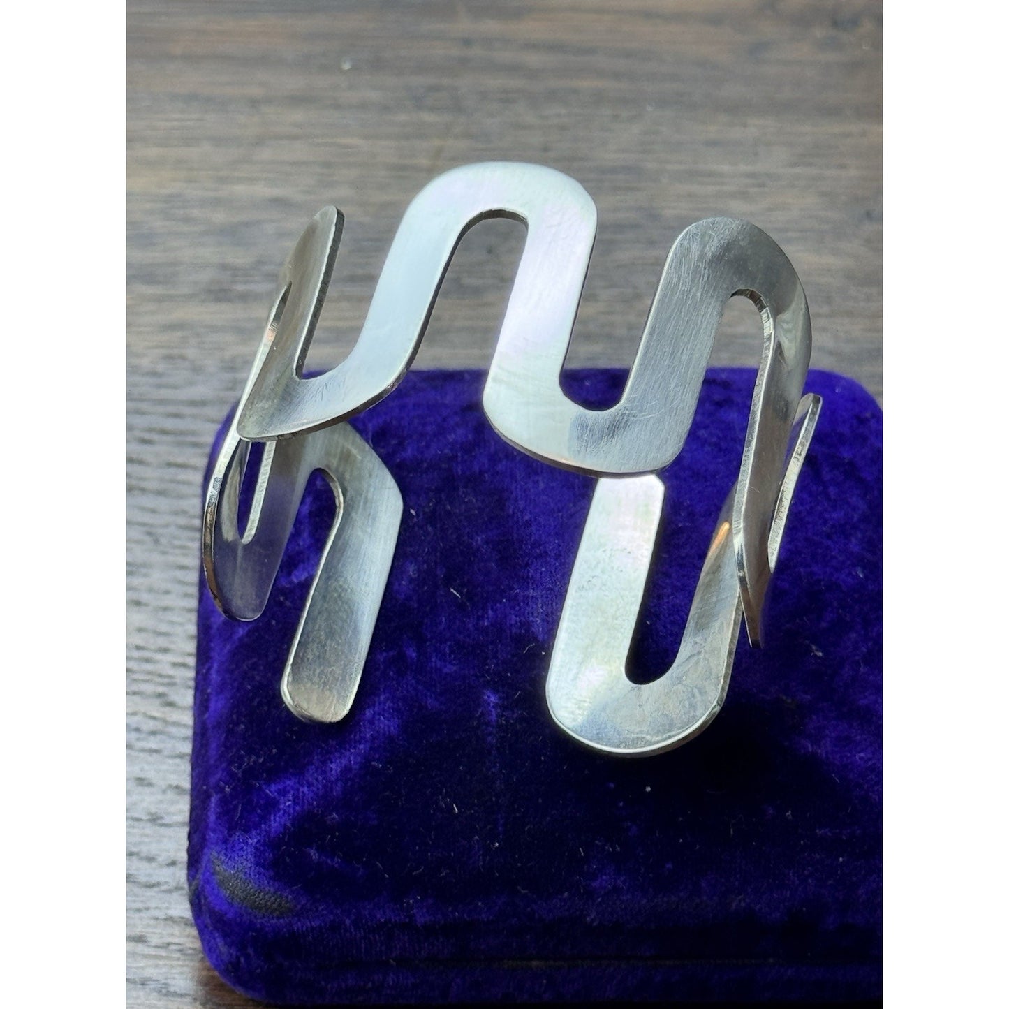 Charles Albert Cuff Bracelet Sterling Silver Modernist Sculptural 7” 57.9g