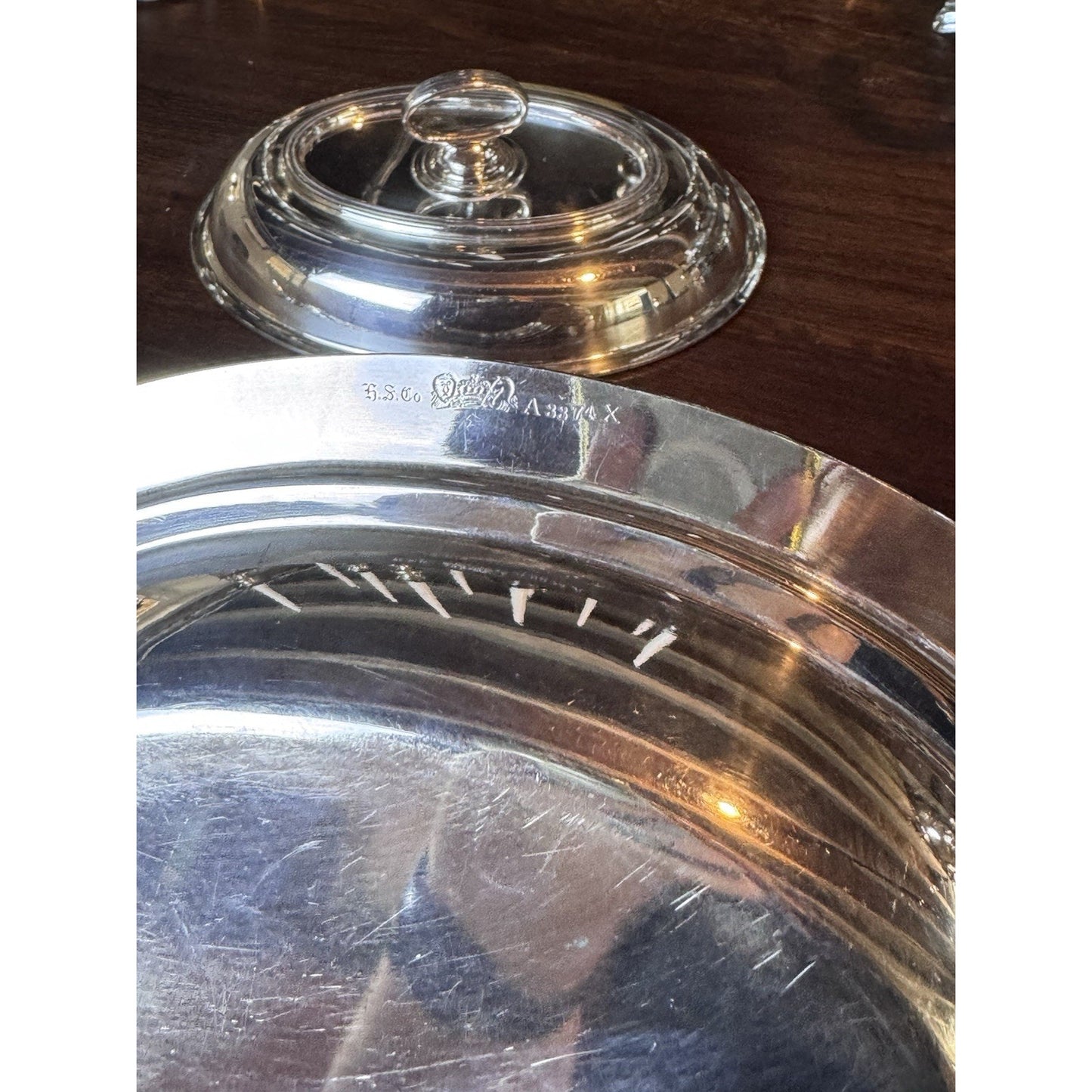 Silverplate Covered Serving Dish on Nickel with Removable Handle