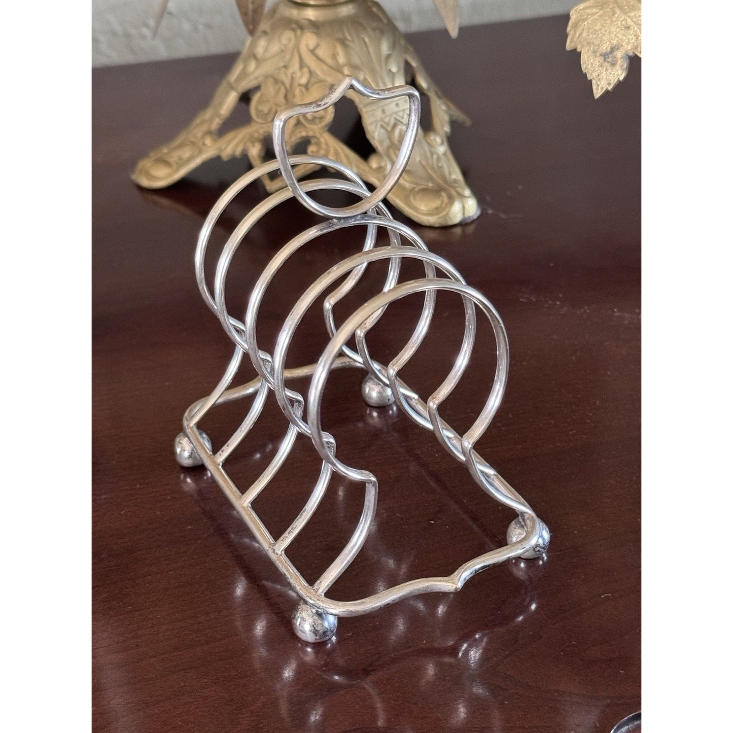 English Silverplate Toast Rack 4 Slice EPNS Vintage Breakfast Table 5”