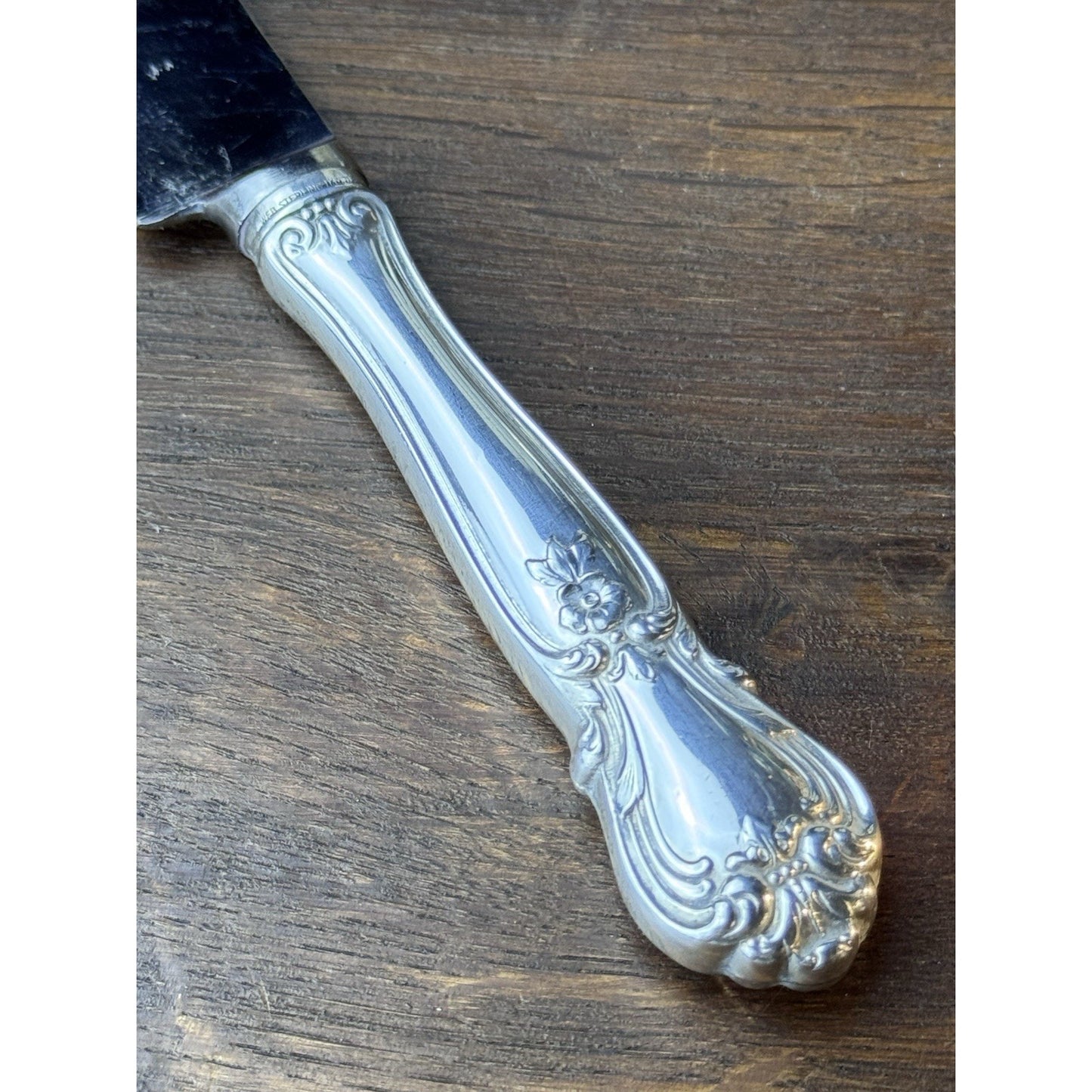 Vintage Sheffield Cake Pie Knife Sterling Handle Stainless Blade 12”
