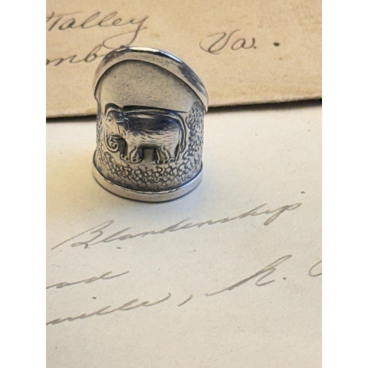 Silver Ring Thai Elephant Artisan Adjustable Size 6 Statement Wide Band 1.25”
