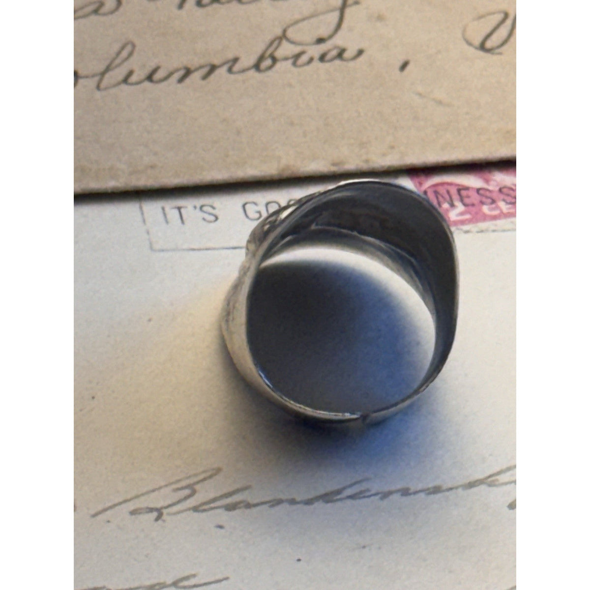 Artisan Silver Ring ELEPHANT Thailand Adjustable Size 8 Statement 2” Tested