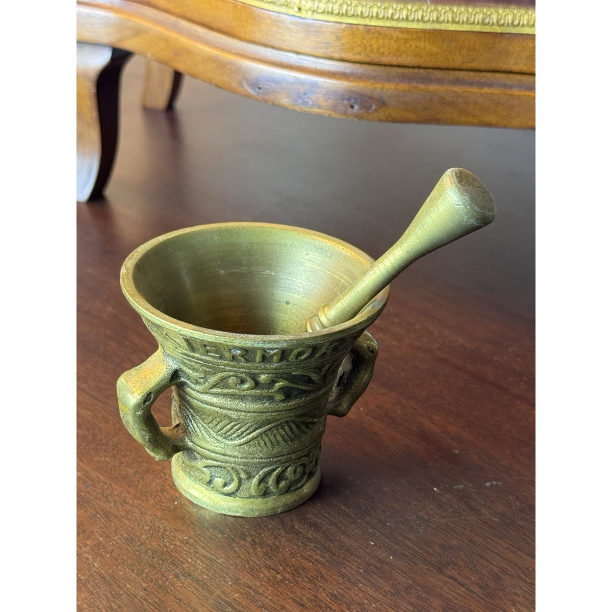 Vintage Brass Mortar & Pestle Peerage England Apothecary 3” Opening 2.5” H